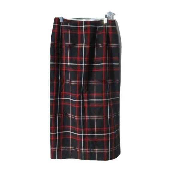 Charter Club Skirt Size 10 Red Plaid Printed Wool Blend Length 35" Maxi Modest - Picture 1 of 8